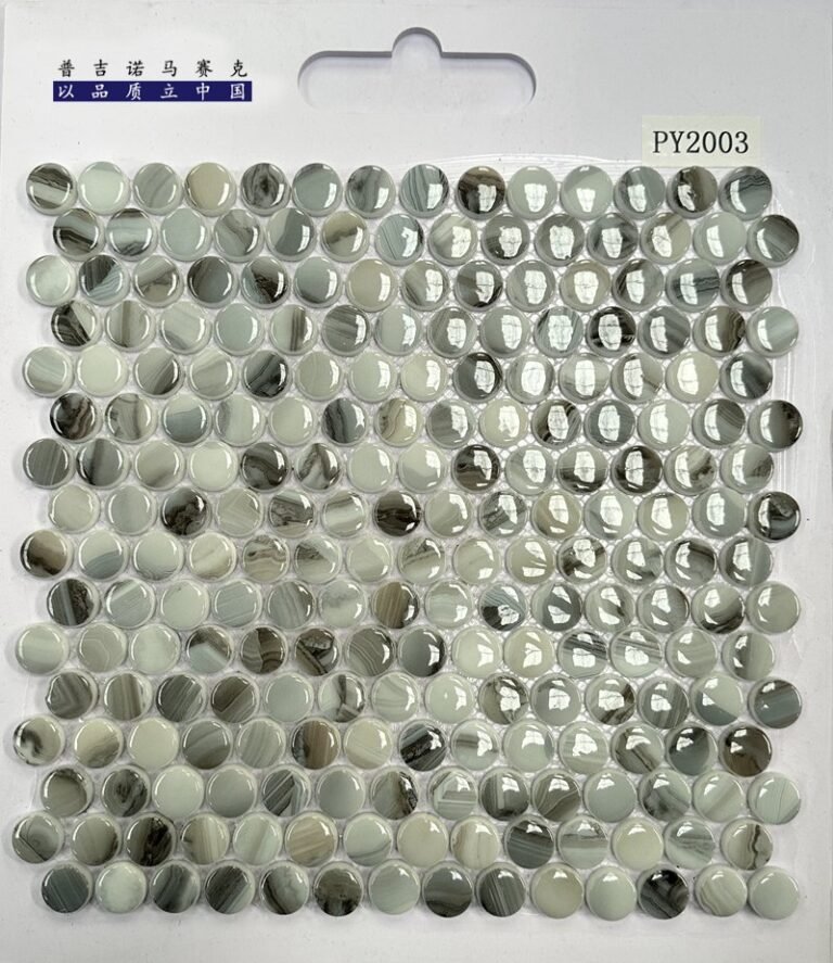 CM-CR-145 Grey White Mix Round Chip Crystal Glass Mosaic Tile mosaic tile