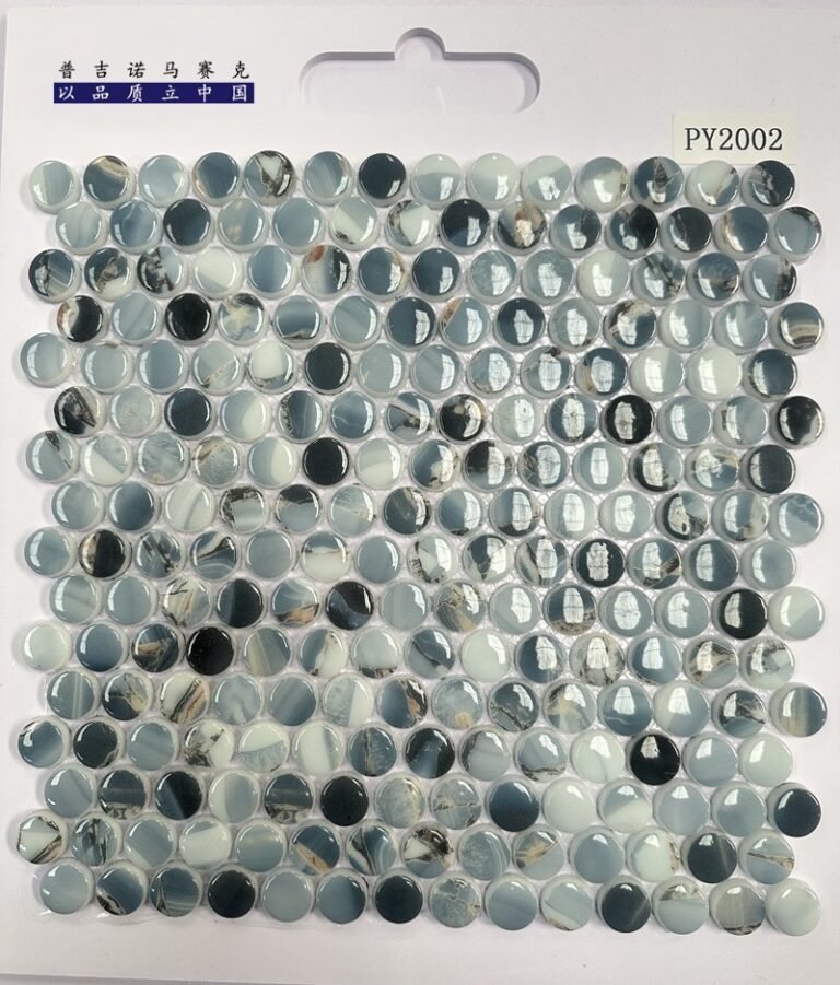 CM-CR-146 White Grey Mix Round Chip Crystal Glass Mosaic Tile mosaic tile