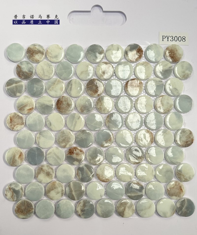 CM-CR-151 Deep Blue Mix Round Chip Crystal Glass Mosaic Tile mosaic tile