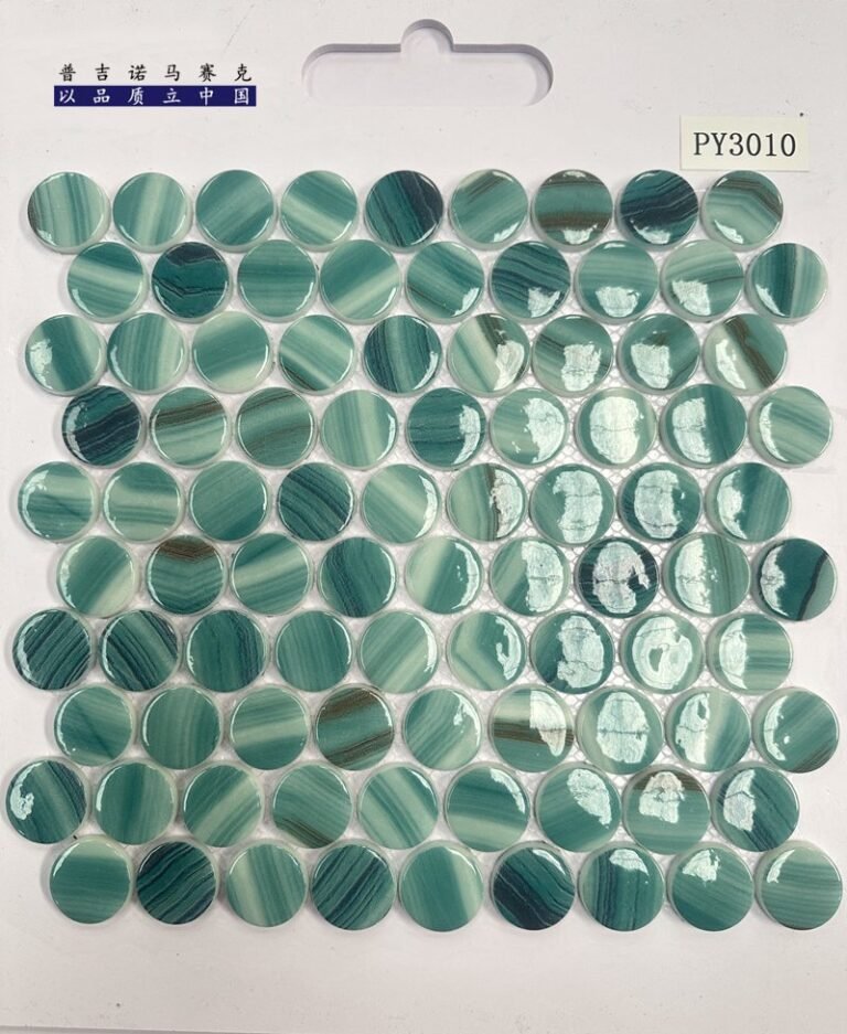 CM-CR-152 Teal Blue Mix Round Chip Crystal Glass Mosaic Tile mosaic tile