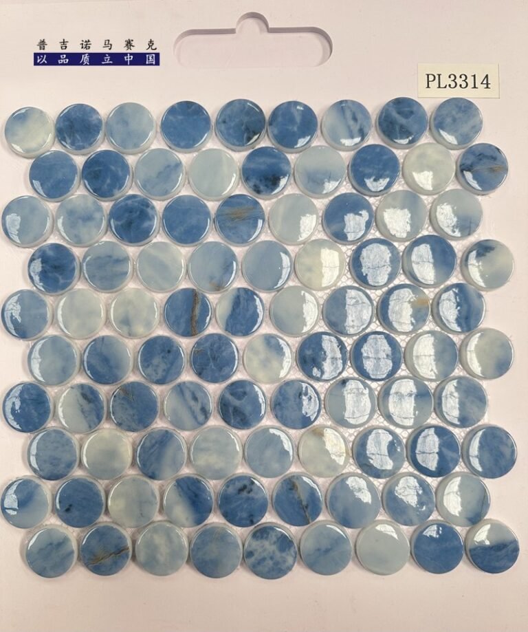 CM-CR-155 Cobalt Blue Mix Round Chip Crystal Glass Mosaic Tile mosaic tile