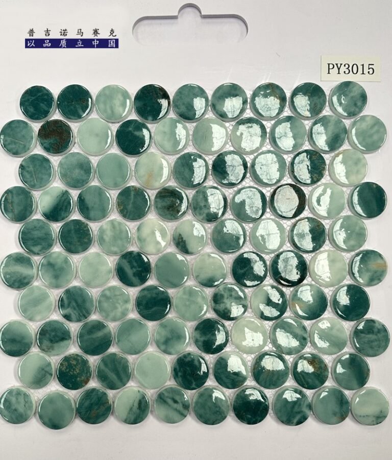 CM-CR-156 Blue Grey Mix Round Chip Crystal Glass Mosaic Tile mosaic tile