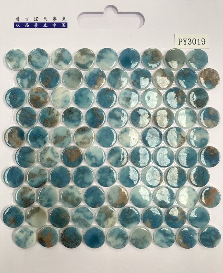 CM-CR-157 Brown Grey Mix Round Chip Crystal Glass Mosaic Tile mosaic tile