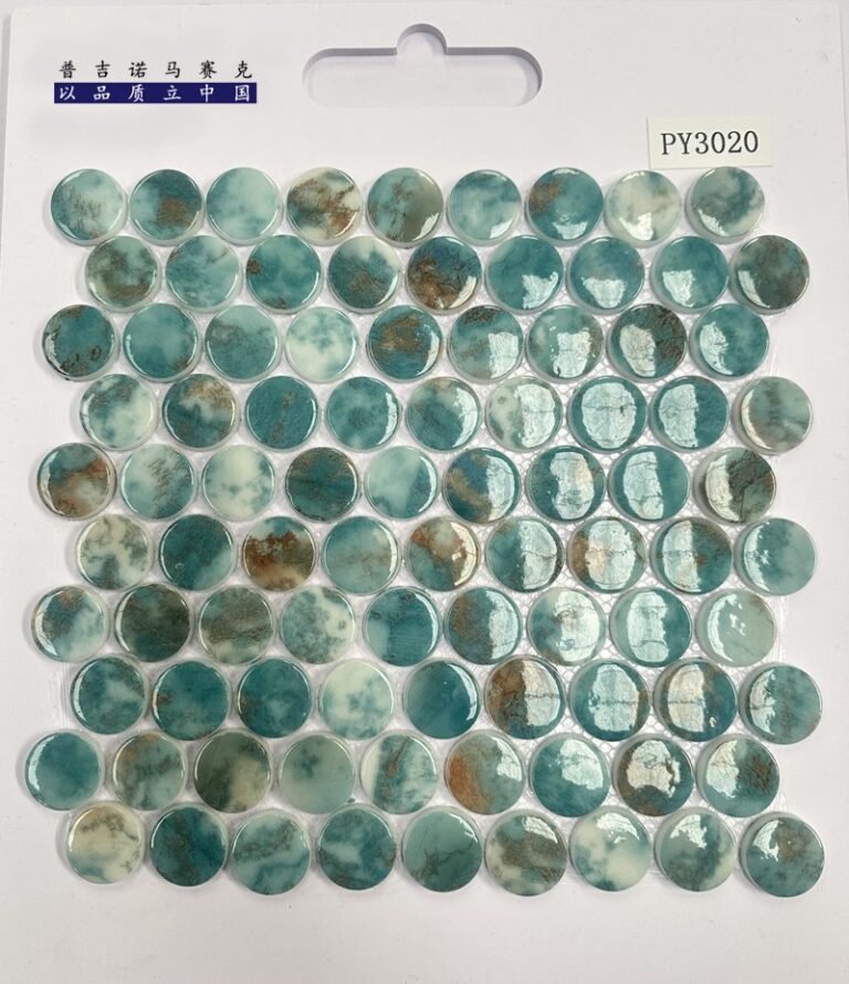CM-CR-158 Taupe Grey Mix Round Chip Crystal Glass Mosaic Tile mosaic tile