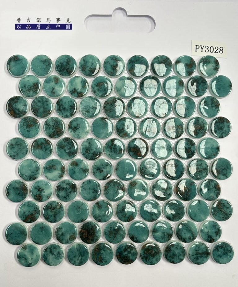 CM-CR-159 Teal Grey Mix Round Chip Crystal Glass Mosaic Tile mosaic tile