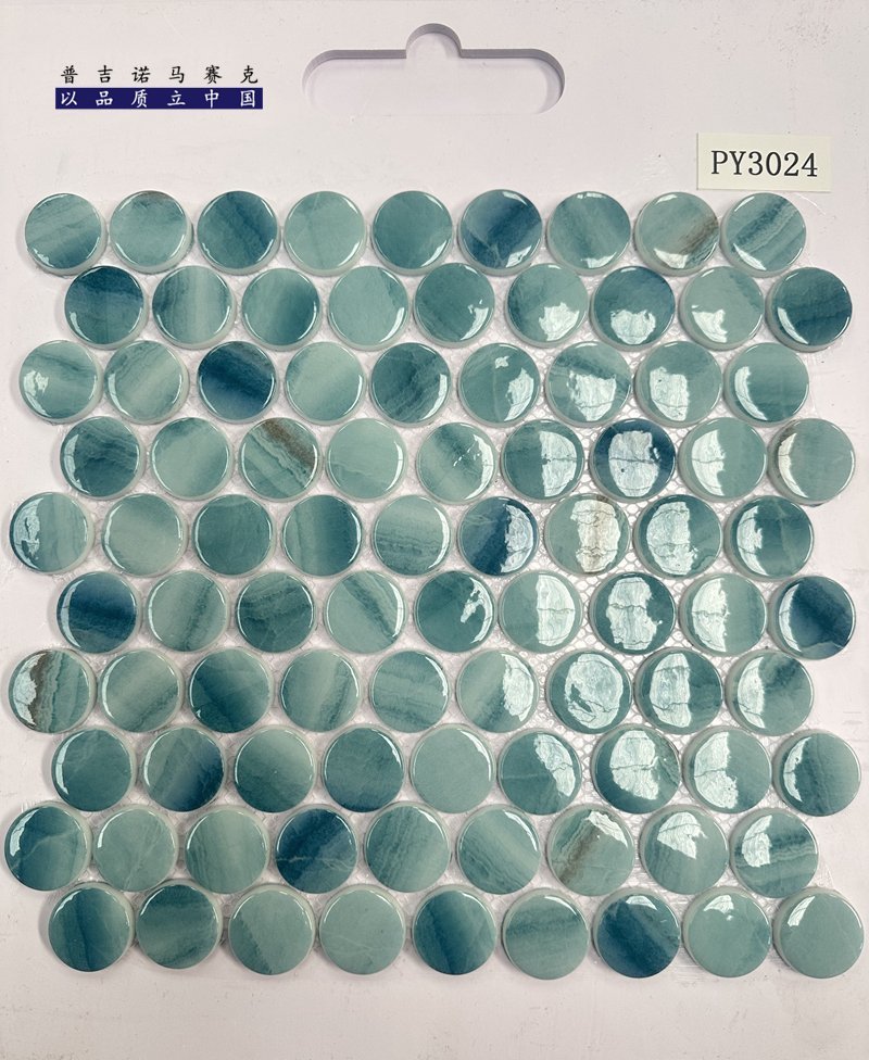 CM-CR-161 Grey White Mix Round Chip Crystal Glass Mosaic Tile mosaic tile