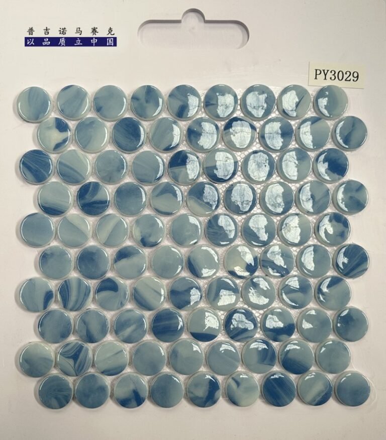 CM-CR-162 Grey White Mix Round Chip Crystal Glass Mosaic Tile mosaic tile