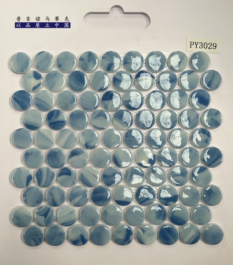 CM-CR-162 Grey White Mix Round Chip Crystal Glass Mosaic Tile mosaic tile