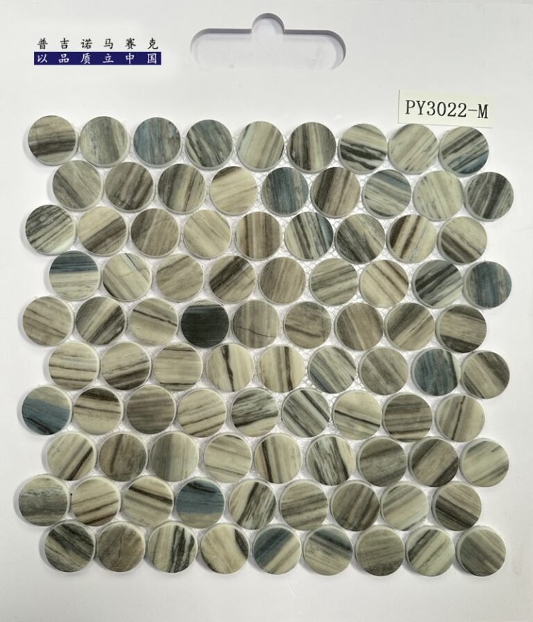 CM-CR-165 Grey White Mix Round Chip Crystal Glass Mosaic Tile mosaic tile