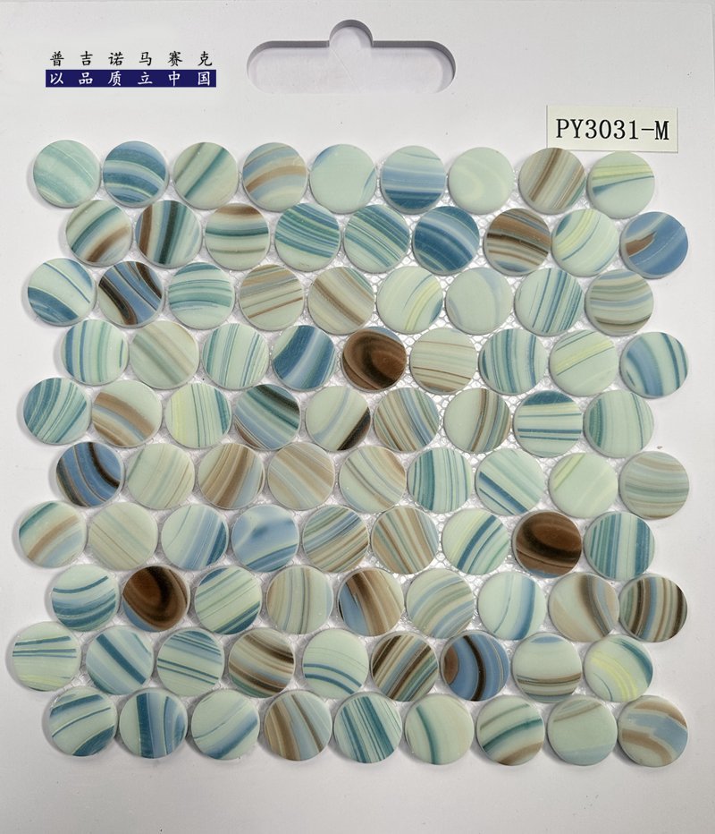 CM-CR-169 Multicolor Mix Round Chip Crystal Glass Mosaic Tile mosaic tile