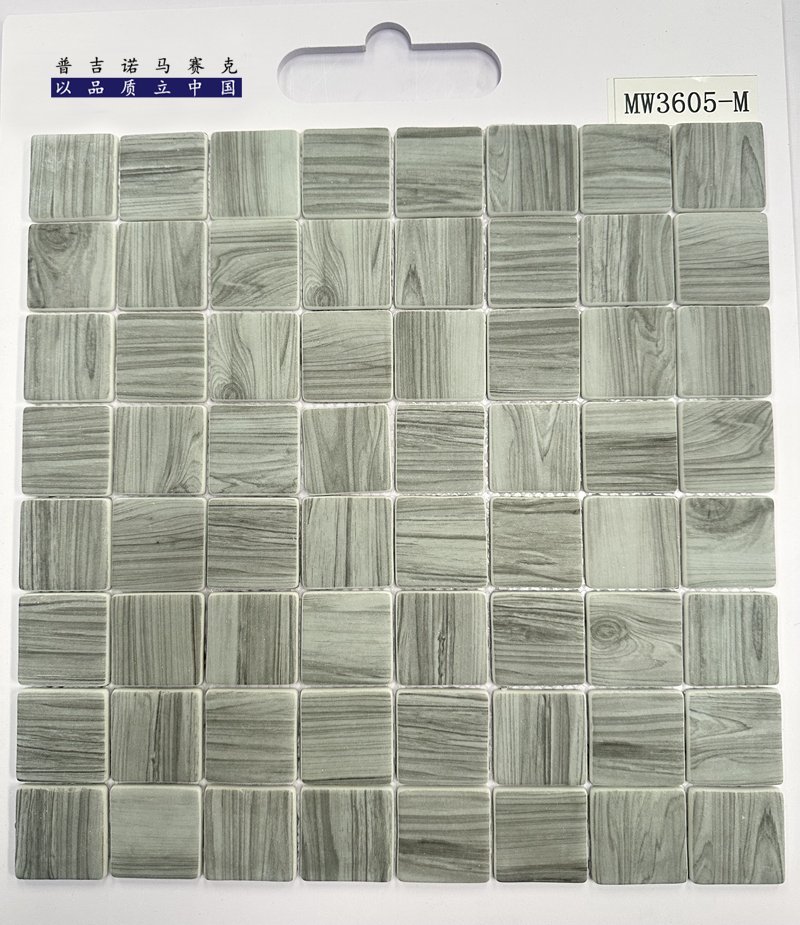 CM-CR-177 Grey Wood Grain Hexagon Crystal Glass Mosaic Tile mosaic tile