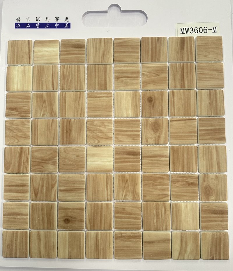 CM-CR-178 Tan Wood Grain Hexagon Crystal Glass Mosaic Tile mosaic tile