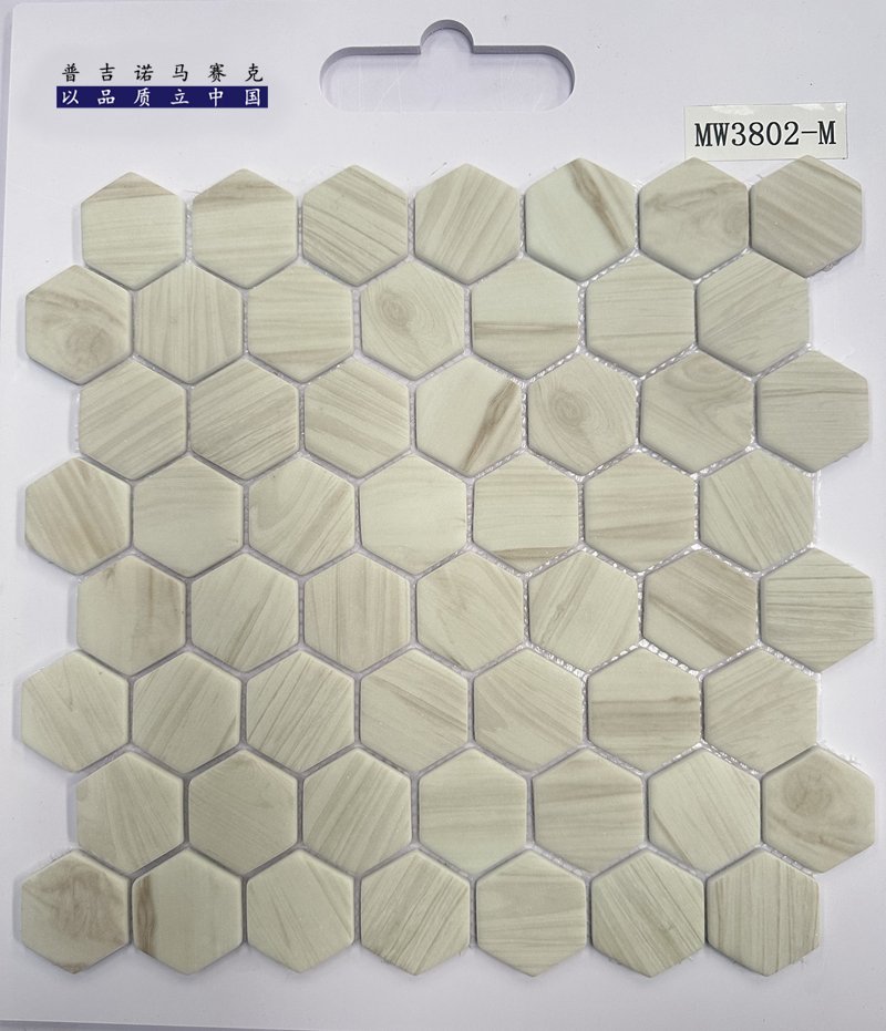 CM-CR-181 Ivory Hexagon Crystal Glass Mosaic Tile mosaic tile