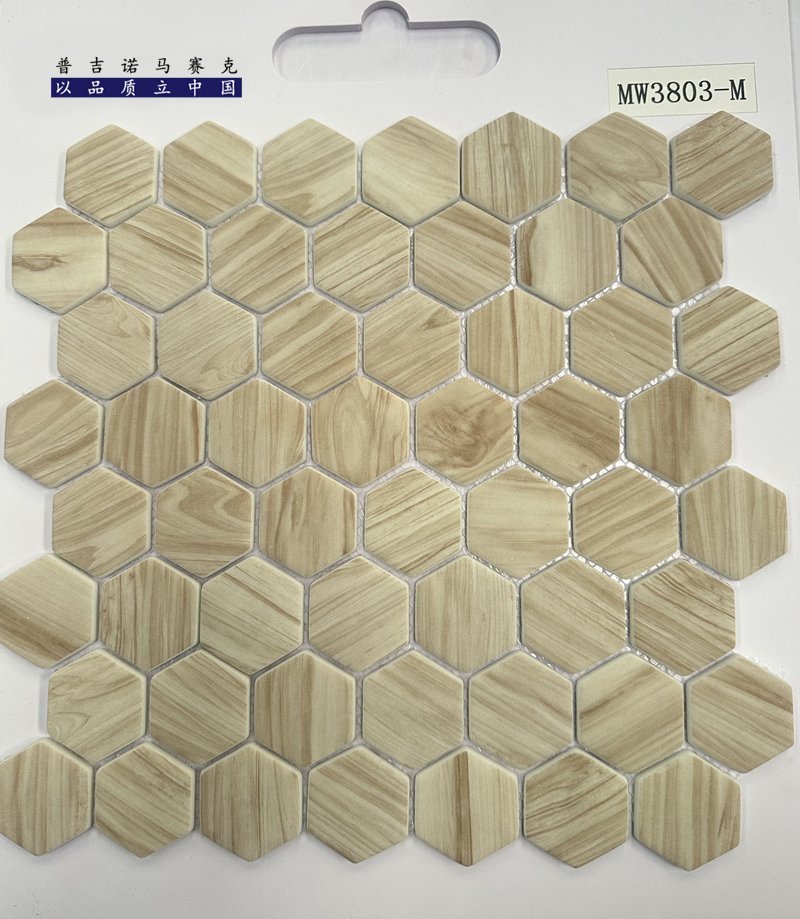 CM-CR-182 Greige Hexagon Crystal Glass Mosaic Tile mosaic tile