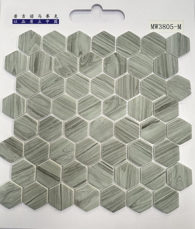 CM-CR-184 Khaki Hexagon Crystal Glass Mosaic Tile mosaic tile
