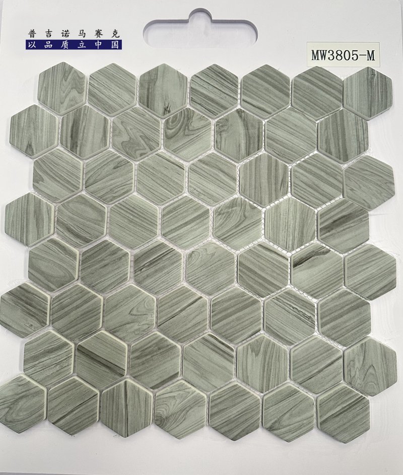 CM-CR-184 Khaki Hexagon Crystal Glass Mosaic Tile mosaic tile