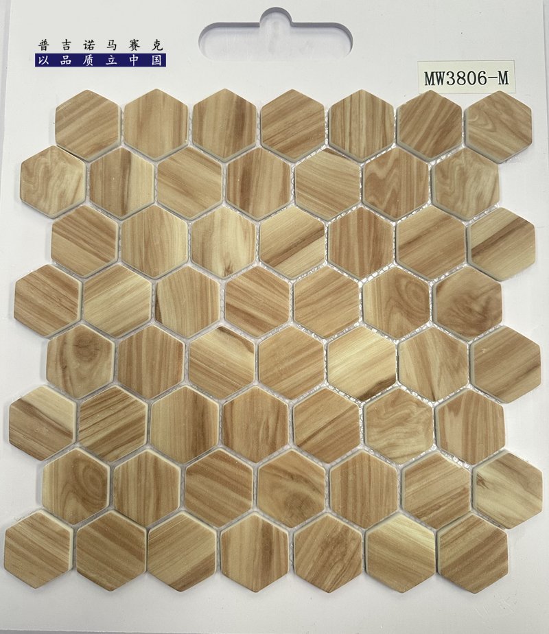 CM-CR-185 Amber Hexagon Crystal Glass Mosaic Tile mosaic tile