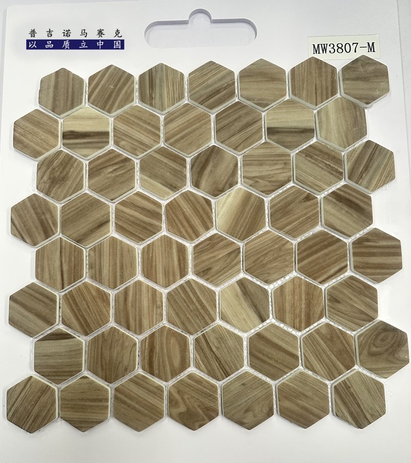 CM-CR-186 Bronze Hexagon Crystal Glass Mosaic Tile mosaic tile