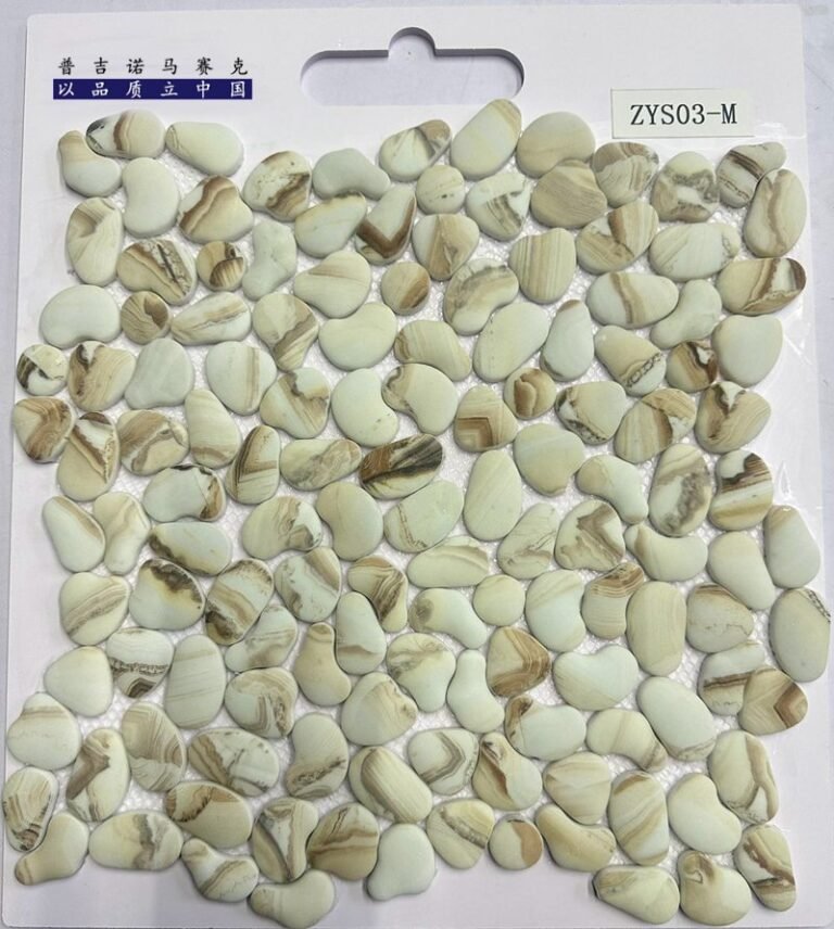 CM-CR-189 Beige Mix Pebble Crystal Glass Mosaic Tile mosaic tile
