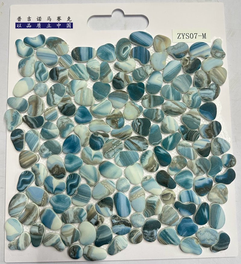 CM-CR-193 Blue Teal Mix Pebble Crystal Glass Mosaic Tile mosaic tile