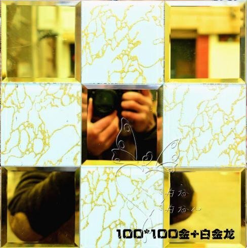 CM-MR-042 Champagne Gold Floral Mirror Mosaic Tile mosaic tile