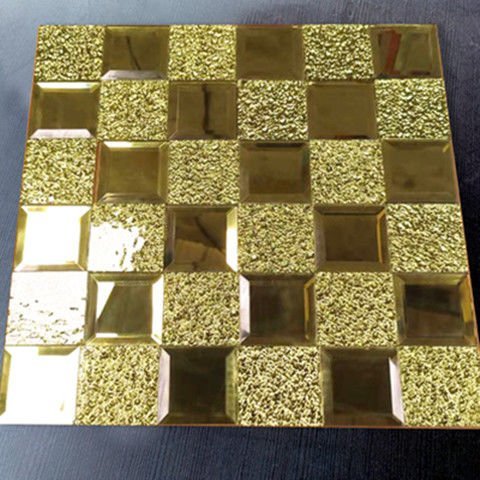 CM-MR-047 Champagne Gold Crackle Mirror Mosaic Tile mosaic tile