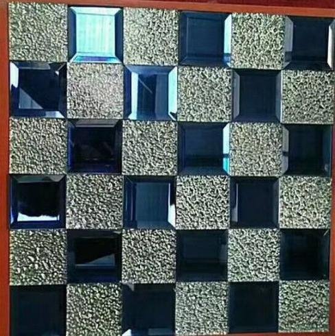 CM-MR-048 Navy Blue and Silver Mirror Mosaic Tile mosaic tile