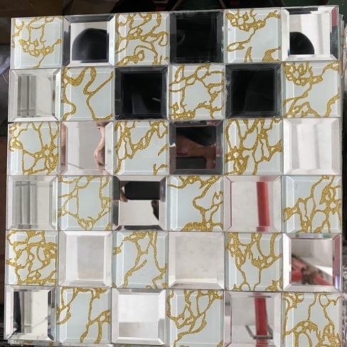 CM-MR-051 Silver and White Mirror Mosaic Tile mosaic tile