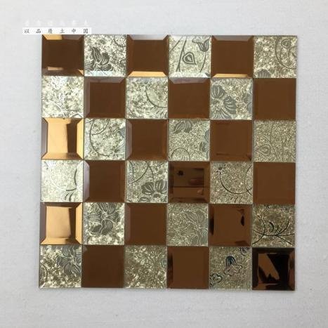 CM-MR-055 Bronze and Silver Checker Mirror Mosaic Tile mosaic tile