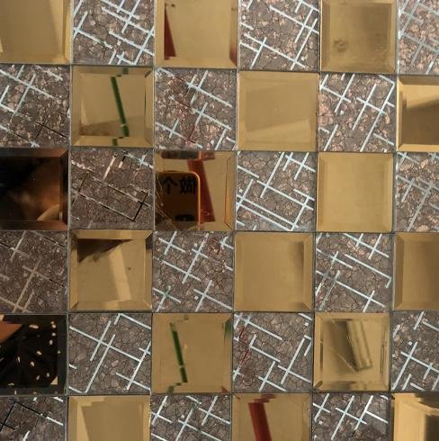 CM-MR-063 Bronze and Silver Patterned Mirror Mosaic Tile mosaic tile