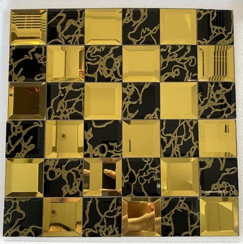 CM-MR-066 Gold and Black Crackle Mirror Mosaic Tile mosaic tile