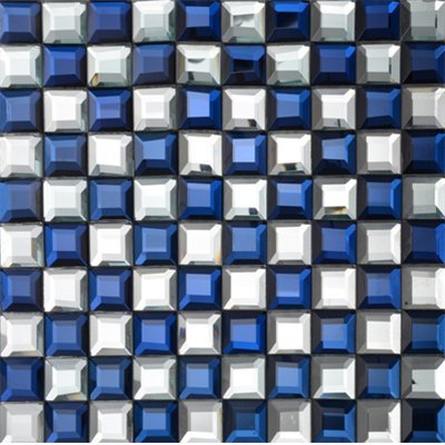 CM-MR-080 Blue and Silver Checker Mirror Mosaic Tile mosaic tile