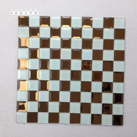 CM-MR-085 Brown and White Checker Mirror Mosaic Tile mosaic tile