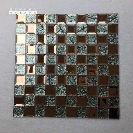 CM-MR-090 Bronze and Silver Checker Mirror Mosaic Tile mosaic tile