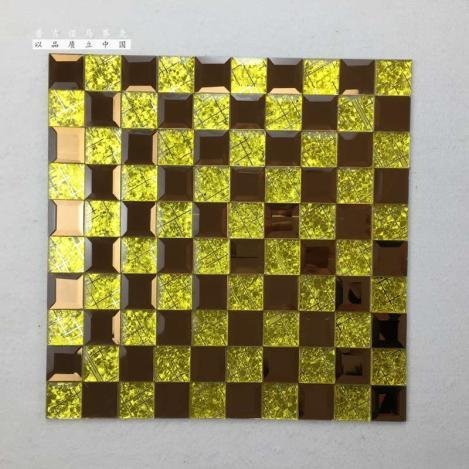 CM-MR-091 Gold and Champagne Checker Mirror Mosaic Tile mosaic tile
