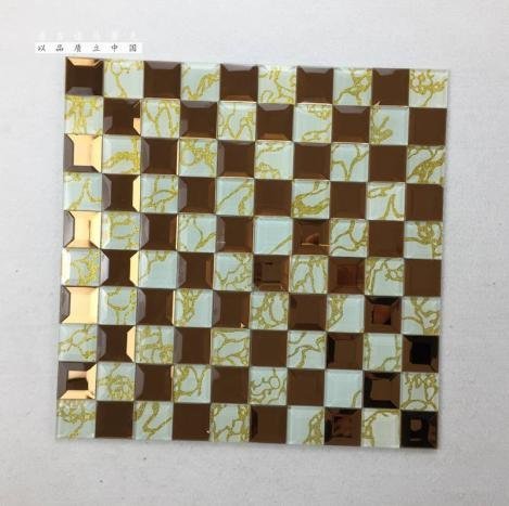 CM-MR-092 Gold and Silver Mini Checker Mirror Mosaic Tile mosaic tile