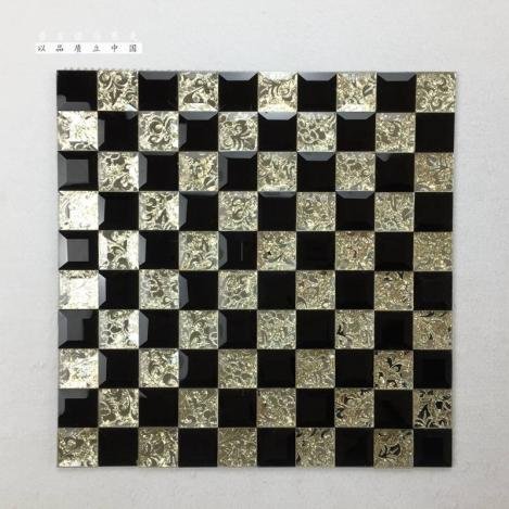 CM-MR-096 Black and Silver Checker Mirror Mosaic Tile mosaic tile