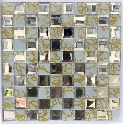 CM-MR-100 Silver and Bronze Crackle Mirror Mosaic Tile mosaic tile