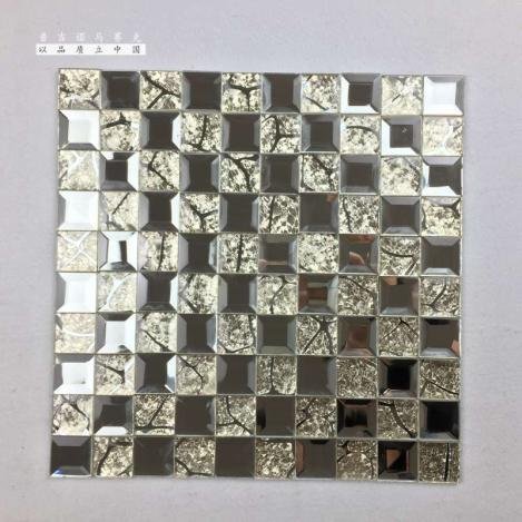 CM-MR-101 Silver and Black Crackle Mirror Mosaic Tile mosaic tile