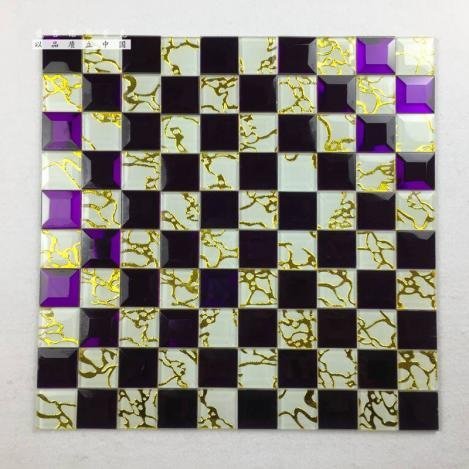 CM-MR-105 Purple and Black Checker Mirror Mosaic Tile mosaic tile