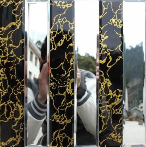 CM-MR-119 Black and Gold Branch Mirror Mosaic Tile mosaic tile