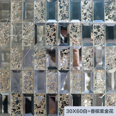 CM-MR-124 Silver and Gold Floral Mirror Mosaic Tile mosaic tile