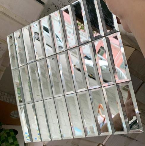 CM-MR-135 Silver and White Strip Mirror Mosaic Tile mosaic tile