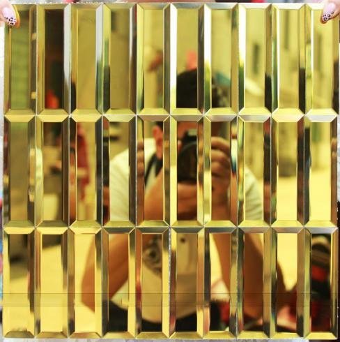 CM-MR-136 Gold and Silver Strip Mirror Mosaic Tile mosaic tile
