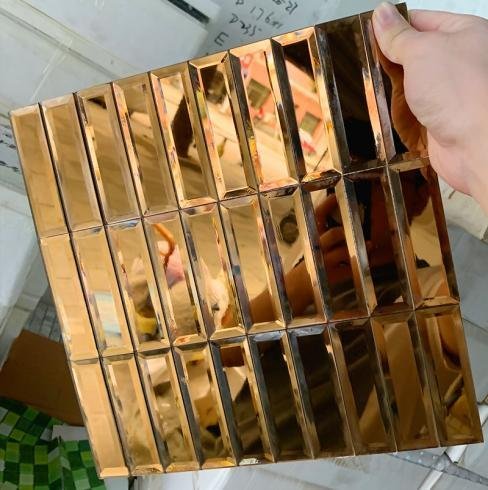 CM-MR-137 Copper and Gold Strip Mirror Mosaic Tile mosaic tile