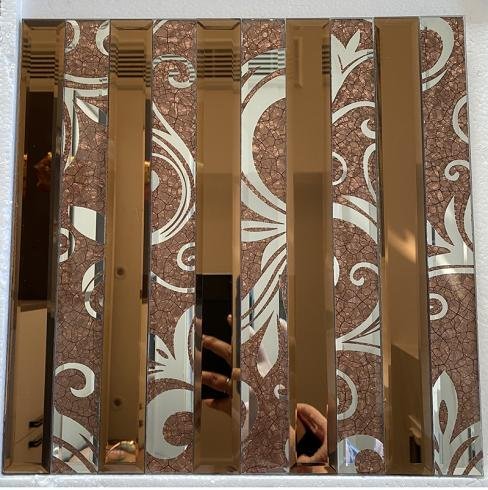 CM-MR-144 Rose Gold Floral Mirror Mosaic Tile mosaic tile