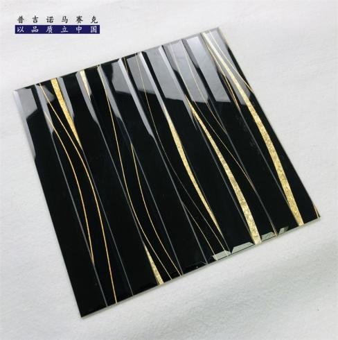 CM-MR-145 Black and Silver Strip Mirror Mosaic Tile mosaic tile