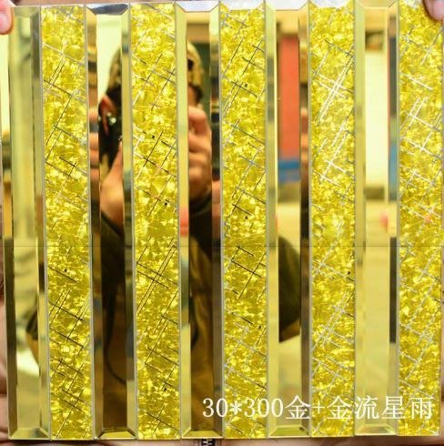 CM-MR-146 Gold and Silver Wave Strip Mirror Mosaic Tile mosaic tile