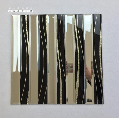 CM-MR-151 Silver and Black Strip Mirror Mosaic Tile mosaic tile