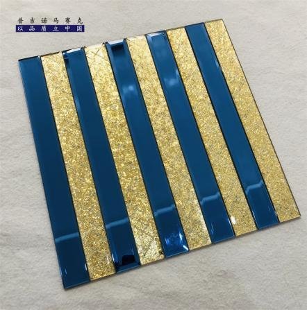 CM-MR-152 Blue and Gold Strip Mirror Mosaic Tile mosaic tile